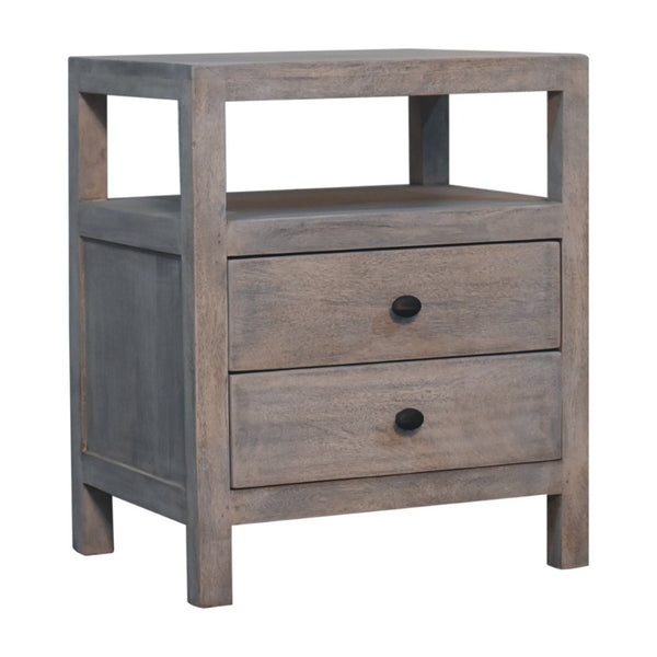 HomeRoots 24" Solid Wood Nightstand with Two Drawers and Open Shelf - Stylish Storage for Any Room Decor 701733