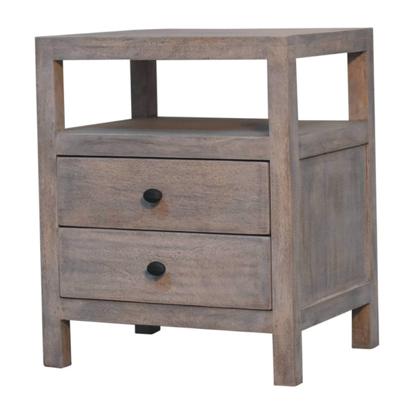HomeRoots 24" Solid Wood Nightstand with Two Drawers and Open Shelf - Stylish Storage for Any Room Decor 701733