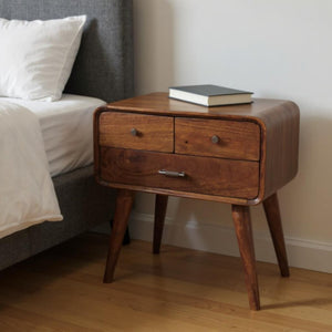 HomeRoots 22" Brown Solid Wood Two Drawer Nightstand - Stylish Storage Solution for Modern Bedrooms & Living Spaces 701734