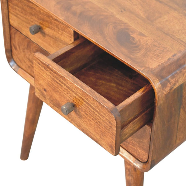 HomeRoots 22" Brown Solid Wood Two Drawer Nightstand - Stylish Storage Solution for Modern Bedrooms & Living Spaces 701734