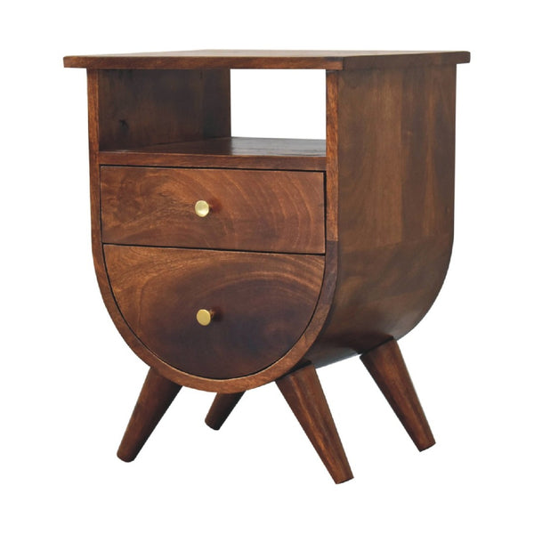 HomeRoots 21" Brown Solid Wood Nightstand with Two Drawers – Modern Design, Compact, Versatile Storage Solution 701735