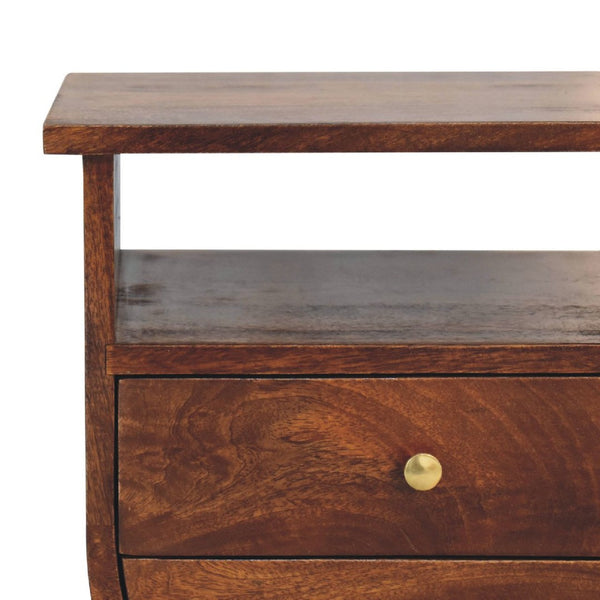 HomeRoots 21" Brown Solid Wood Nightstand with Two Drawers – Modern Design, Compact, Versatile Storage Solution 701735