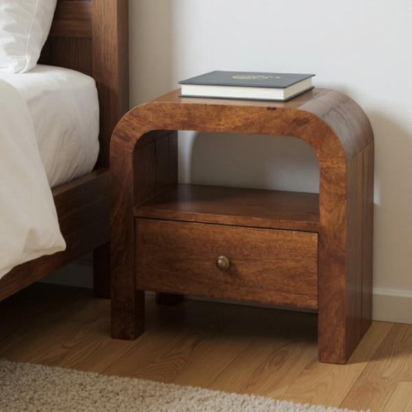 HomeRoots 18" Brown Solid Wood Nightstand with Two Drawers - Modern Compact Design for Versatile Storage Solutions 701736