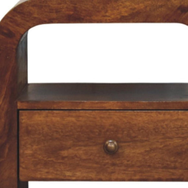 HomeRoots 18" Brown Solid Wood Nightstand with Two Drawers - Modern Compact Design for Versatile Storage Solutions 701736