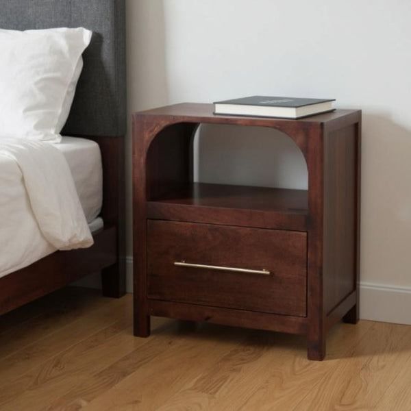 HomeRoots 22" Brown Solid Wood Nightstand with Two Drawers – Compact, Stylish Storage for Any Room Decor 701738