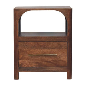 HomeRoots 22" Brown Solid Wood Nightstand - Modern Design with Two Drawers & Open Shelf for Versatile Storage 701739