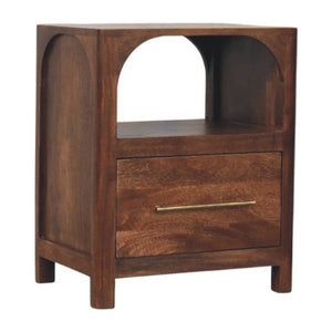 HomeRoots 22" Brown Solid Wood Nightstand - Modern Design with Two Drawers & Open Shelf for Versatile Storage 701739