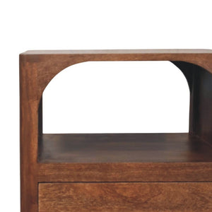 HomeRoots 22" Brown Solid Wood Nightstand - Modern Design with Two Drawers & Open Shelf for Versatile Storage 701739