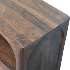 HomeRoots 22" Brown Solid Wood Nightstand - Modern Design with Two Drawers & Open Shelf for Versatile Storage 701739