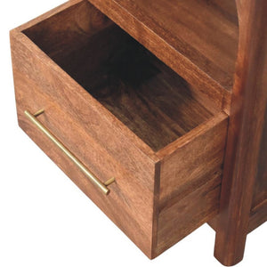 HomeRoots 22" Brown Solid Wood Nightstand - Modern Design with Two Drawers & Open Shelf for Versatile Storage 701739