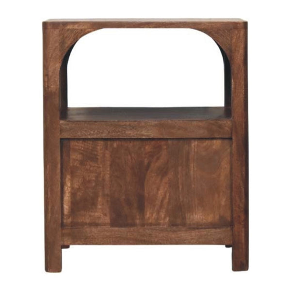 HomeRoots 22" Brown Solid Wood Nightstand - Modern Design with Two Drawers & Open Shelf for Versatile Storage 701739