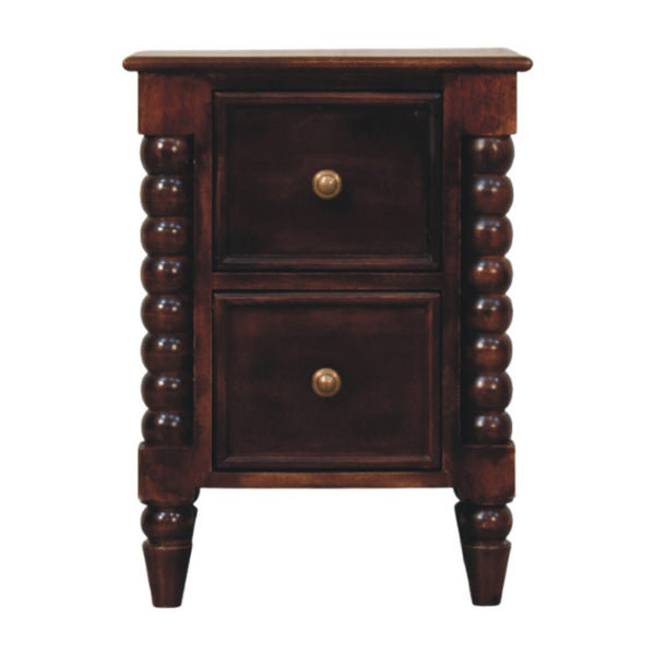 HomeRoots 22" Brown Solid Wood Nightstand with Two Drawers for Modern Storage in Bedroom or Living Room Decor 701742