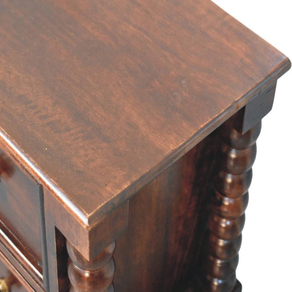 HomeRoots 22" Brown Solid Wood Nightstand with Two Drawers for Modern Storage in Bedroom or Living Room Decor 701742
