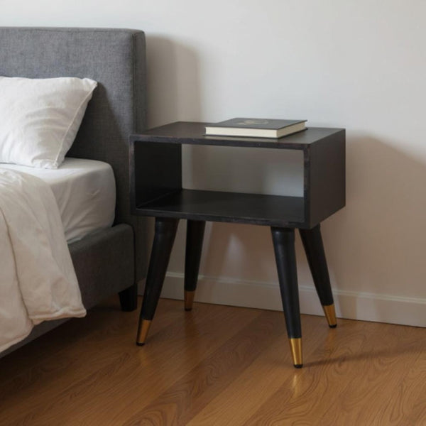 HomeRoots 21" Solid Wood Nightstand with Two Drawers - Stylish, Durable, Modern Design for Bedroom or Living Room 701744