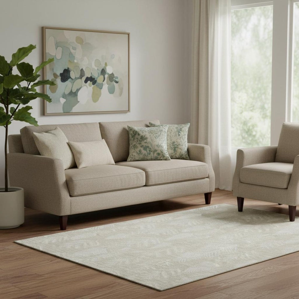 HomeRoots 5' X 8' Elegant Beige and Ivory Floral Area Rug - Durable, Stain-Resistant, UV Protected, Non-Slip! 701746