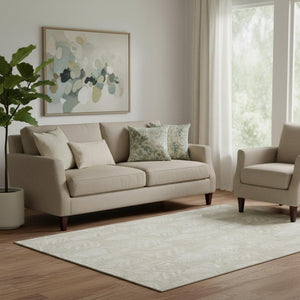 HomeRoots 5' X 8' Elegant Beige and Ivory Floral Area Rug - Durable, Stain-Resistant, UV Protected, Non-Slip! 701746