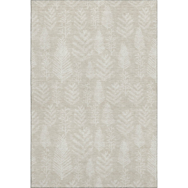 HomeRoots 5' X 8' Elegant Beige and Ivory Floral Area Rug - Durable, Stain-Resistant, UV Protected, Non-Slip! 701746