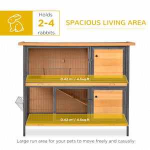 English Elm PawHut Heavy Duty 43" Steel Dog Crate with Wheels, Removable Tray, Top Access & Foldable Bowl Holder Light Yellow W2225P217660