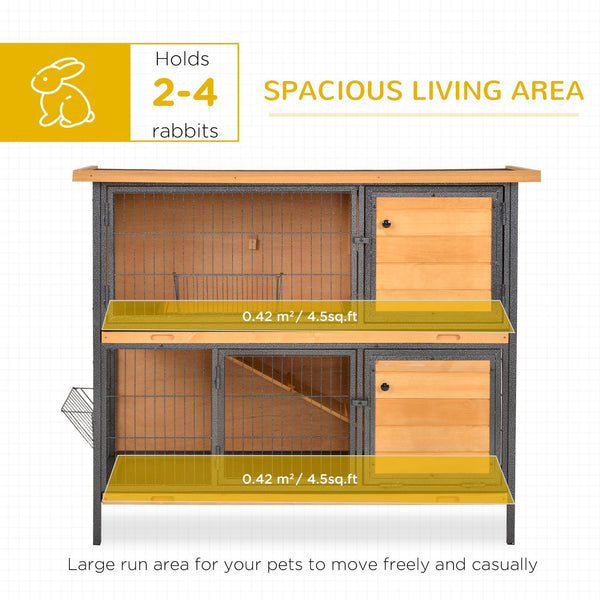 English Elm PawHut Heavy Duty 43" Steel Dog Crate with Wheels, Removable Tray, Top Access & Foldable Bowl Holder Light Yellow W2225P217660