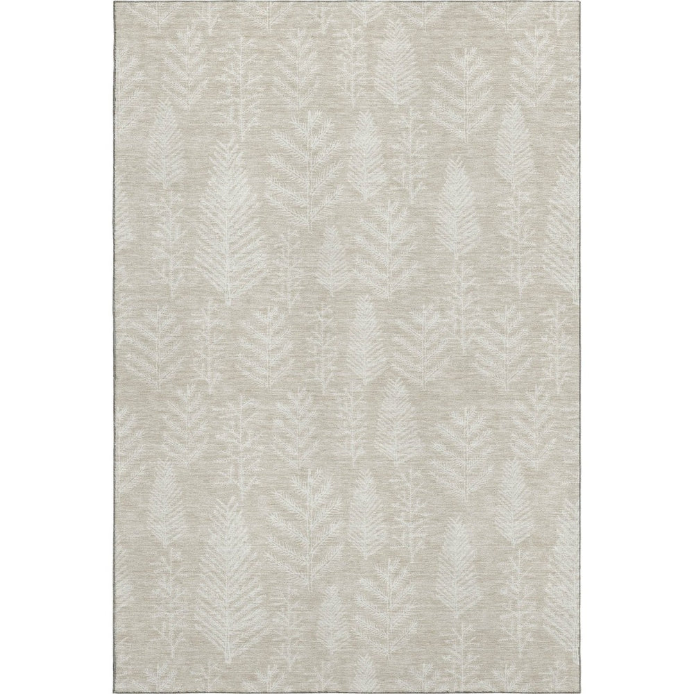 HomeRoots 9' X 12' Elegant Beige & Ivory Floral Washable Area Rug - Durable, UV-Protected, and Stylish! 701749