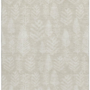 HomeRoots 9' X 12' Elegant Beige & Ivory Floral Washable Area Rug - Durable, UV-Protected, and Stylish! 701749