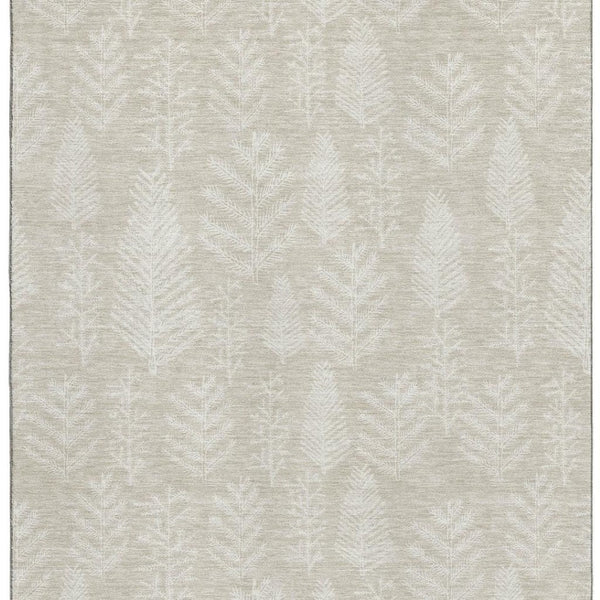 HomeRoots 9' X 12' Elegant Beige & Ivory Floral Washable Area Rug - Durable, UV-Protected, and Stylish! 701749