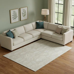 HomeRoots 10' X 14' Beige Floral Washable Area Rug with UV Protection, Stain Resistance & Non-Slip Backing 701750