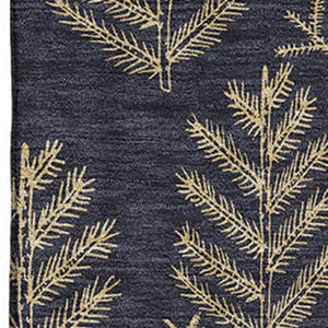 HomeRoots 5' Black and Gold Floral Area Rug - Washable, Stain Resistant, UV Protected for Stylish Durability 701752