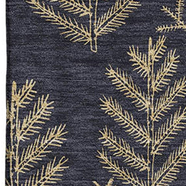 HomeRoots 5' Black and Gold Floral Area Rug - Washable, Stain Resistant, UV Protected for Stylish Durability 701752