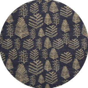 HomeRoots 8' Black And Gold Floral Round Rug - Washable, UV Protected, Durable & Stylish for Homes with Kids & Pets! 701753