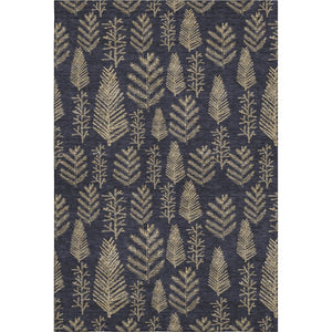 HomeRoots 8' X 10' Black and Gold Floral Area Rug - Durable, Washable, UV Protected with Non-Slip Backing 701754