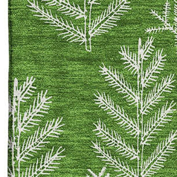 HomeRoots 5' X 8' Green and Ivory Floral Area Rug - Washable, UV Protected, Stain Resistant for Busy Homes 701758