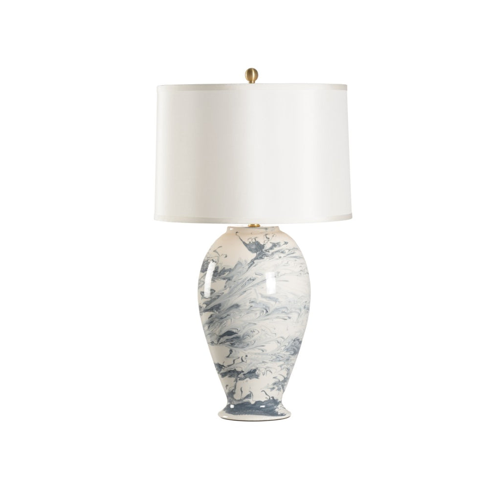 Chelsea House Grigio Handmade Italian Table Lamp — Grey-White Swirl Glaze, 33" Height, Versatile Ambient Accent 70176