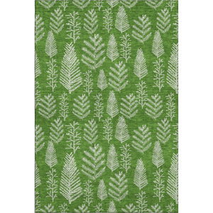 HomeRoots 8' X 10' Green And Ivory Floral Washable Area Rug - Durable, Stain-Resistant & UV Protected Elegance 701760