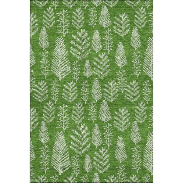 HomeRoots 8' X 10' Green And Ivory Floral Washable Area Rug - Durable, Stain-Resistant & UV Protected Elegance 701760