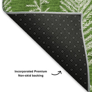 HomeRoots 8' X 10' Green And Ivory Floral Washable Area Rug - Durable, Stain-Resistant & UV Protected Elegance 701760