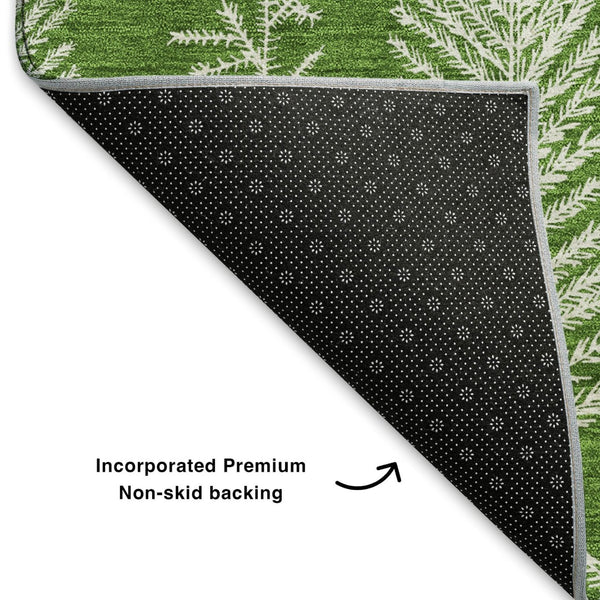 HomeRoots 8' X 10' Green And Ivory Floral Washable Area Rug - Durable, Stain-Resistant & UV Protected Elegance 701760