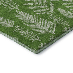 HomeRoots 8' X 10' Green And Ivory Floral Washable Area Rug - Durable, Stain-Resistant & UV Protected Elegance 701760