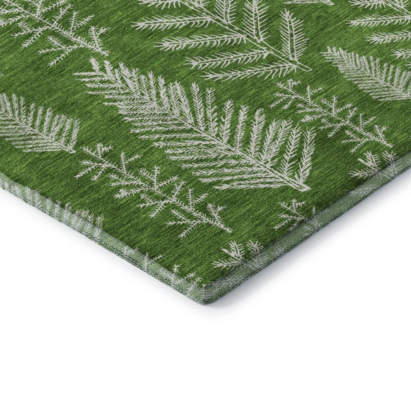 HomeRoots 8' X 10' Green And Ivory Floral Washable Area Rug - Durable, Stain-Resistant & UV Protected Elegance 701760
