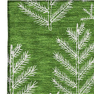 HomeRoots 8' X 10' Green And Ivory Floral Washable Area Rug - Durable, Stain-Resistant & UV Protected Elegance 701760