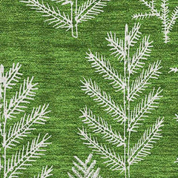 HomeRoots 9' X 12' Floral Area Rug - Washable, UV-Resistant, Non-Slip Green & Ivory Design for Homes & Patios 701761