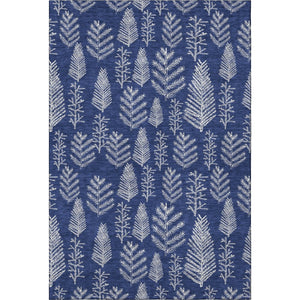 HomeRoots 5' X 8' Navy Blue Ivory Floral Washable Area Rug - Stain-Resistant, UV-Protected, Durable Design! 701764