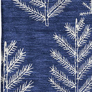 HomeRoots 8' X 10' Navy Blue & Ivory Floral Area Rug - Stylish, Washable, UV-Protected for Modern Homes 701766