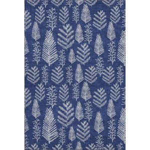 HomeRoots 10' Navy Blue & Ivory Floral Area Rug - Washable, UV Protected, Stain Resistant for High-Traffic Areas 701768
