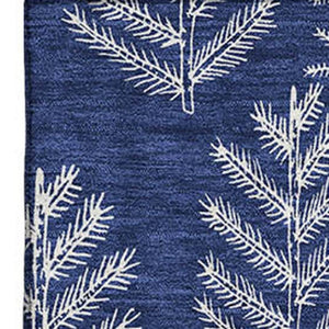 HomeRoots 10' Navy Blue & Ivory Floral Area Rug - Washable, UV Protected, Stain Resistant for High-Traffic Areas 701768