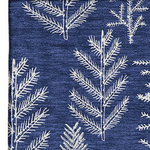 HomeRoots 10' Navy Blue & Ivory Floral Area Rug - Washable, UV Protected, Stain Resistant for High-Traffic Areas 701768