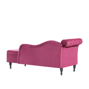 English Elm Aijia 60" Velvet Chaise Lounge With Hidden Storage, Button Tufting & Stylish Nailhead Trim In Burgundy W1117P285945