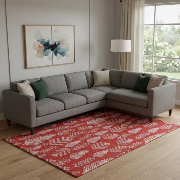 HomeRoots 9' X 12' Red And Ivory Floral Area Rug - Washable, UV Protected, Durable, Perfect for High-Traffic Spaces 701773