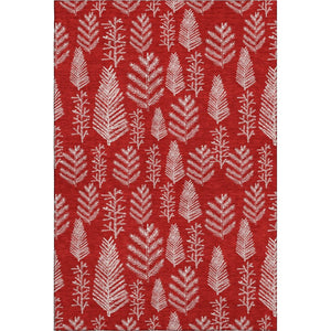 HomeRoots 9' X 12' Red And Ivory Floral Area Rug - Washable, UV Protected, Durable, Perfect for High-Traffic Spaces 701773