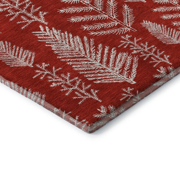 HomeRoots 9' X 12' Red And Ivory Floral Area Rug - Washable, UV Protected, Durable, Perfect for High-Traffic Spaces 701773